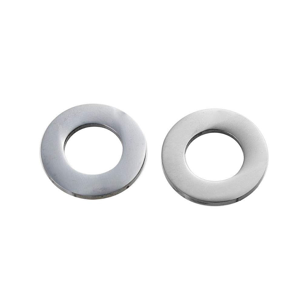 Picture of 304 Stainless Steel Charms Circle Ring Silver Tone 22mm( 7/8") Dia, 2 PCs