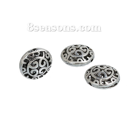 Picture of Zinc Based Alloy Spacer Beads Round Antique Silver Color Hollow About 16mm Dia, Hole: Approx 1.2mm, 10 PCs
