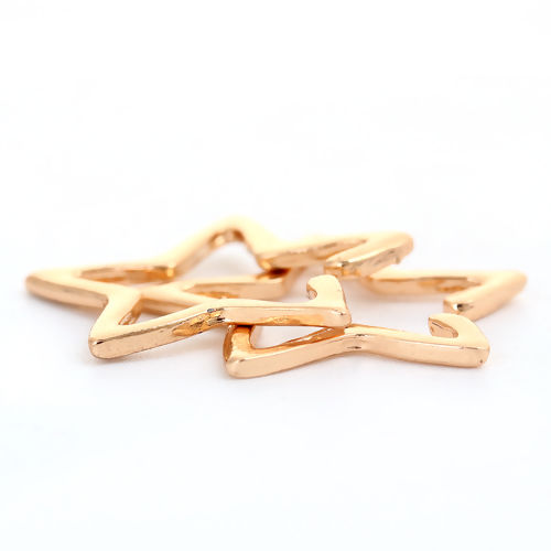 Picture of Ear Cuffs Clip Wrap Earrings Gold Plated Pentagram Star Hollow 22mm( 7/8") x 21mm( 7/8"), 1 Piece
