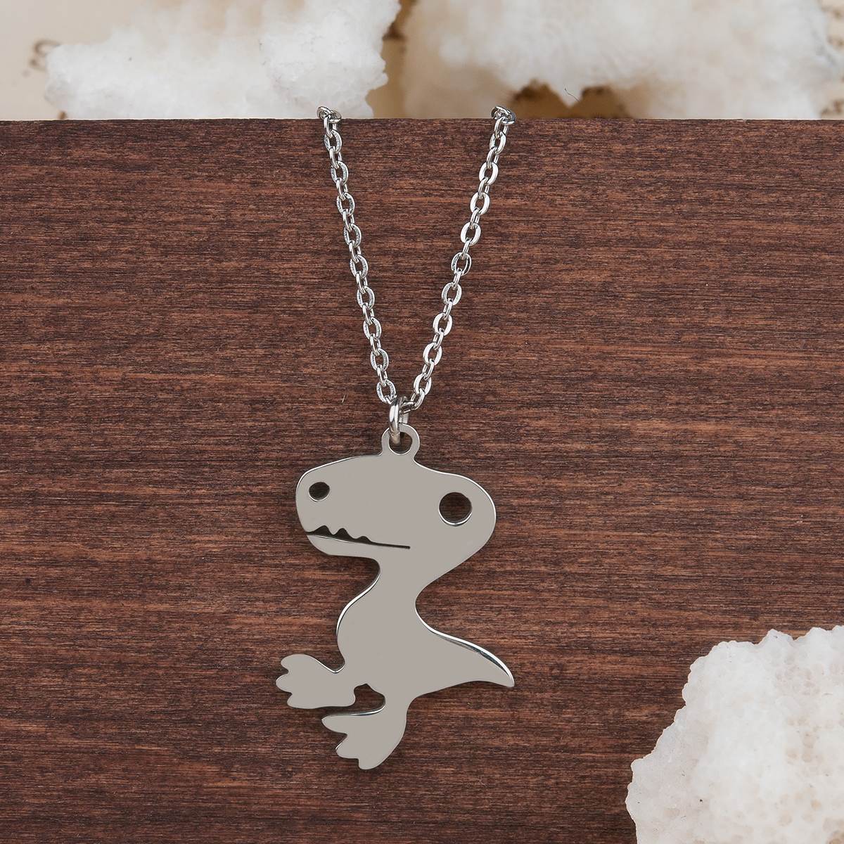 Picture of 304 Stainless Steel Necklace Silver Tone Brontosaurus Animal 51.5cm(20 2/8") long, 1 Piece