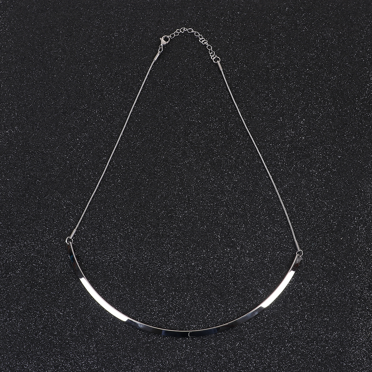 Picture of 304 Stainless Steel Collar Neck Ring Necklace Silver Tone U-shaped 44cm(17 3/8") long, 1 Piece