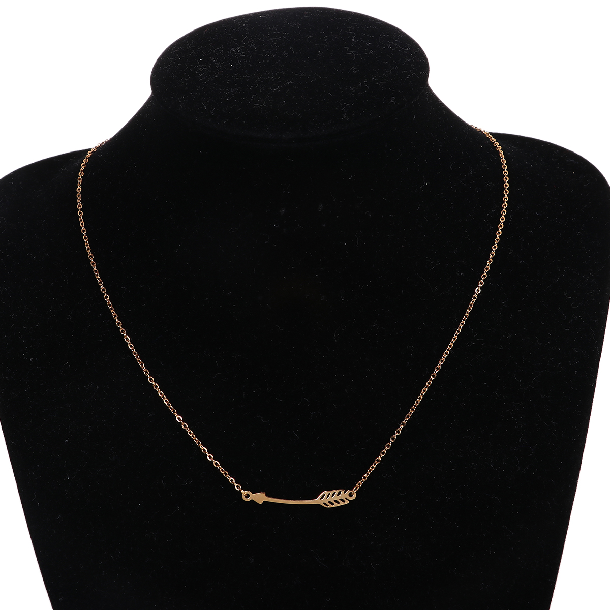 Picture of 304 Stainless Steel Charm Necklace Gold Plated Arrow 45cm(17 6/8") long, 1 Piece