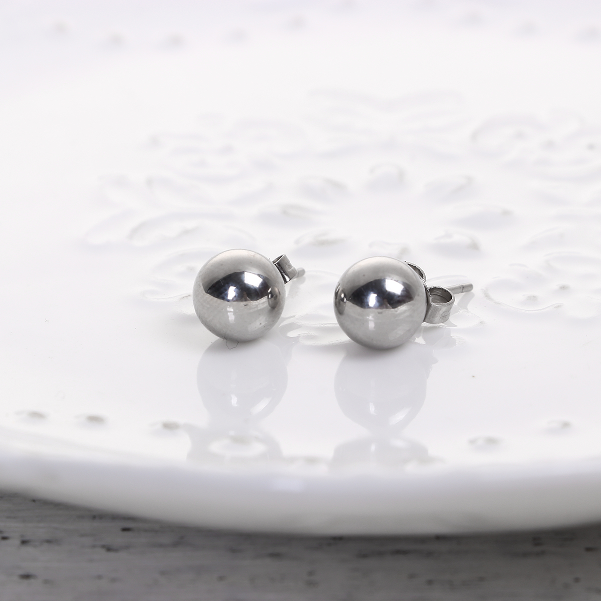 Imagen de 304 Acero Inoxidable Pendientes Tono de Plata Ronda 12mm x 2mm, Post/ Wire Size: (20 gauge), 1 Par