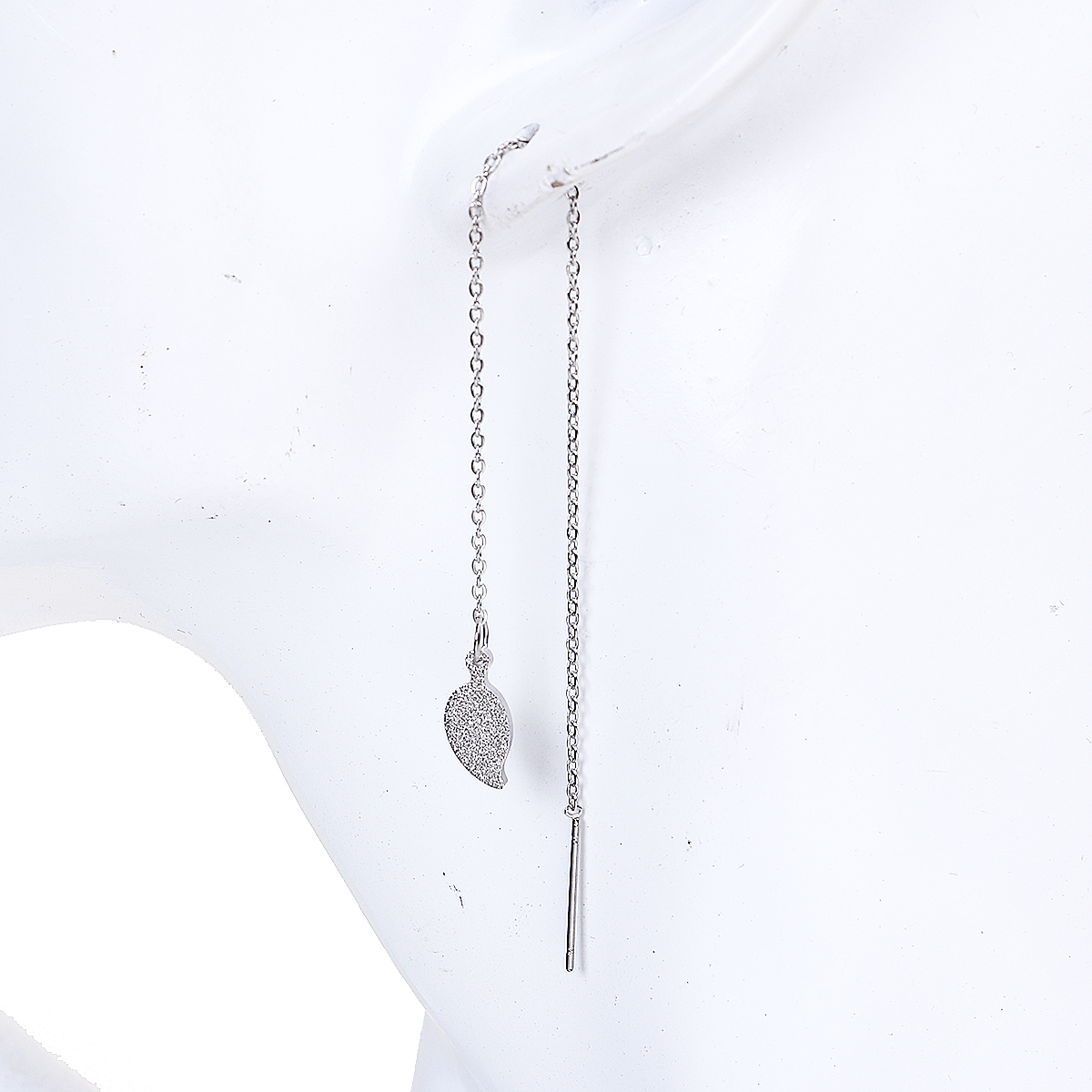 Imagen de 304 Acero Inoxidable Cadena Pendiente Tono de Plata Hoja Polvo Estelar 12.5cmlongitud, Post/ Wire: (21 gauge) 1 Par