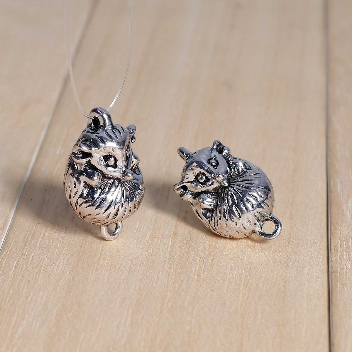 Picture of Zinc Based Alloy Connectors Hedgehog Antique Silver Color 22mm x 13mm, 5 PCs