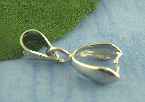 Picture of Zinc Based Alloy Pendant Pinch Bails Clasps Silver Tone 14mm x 5mm, 25 PCs