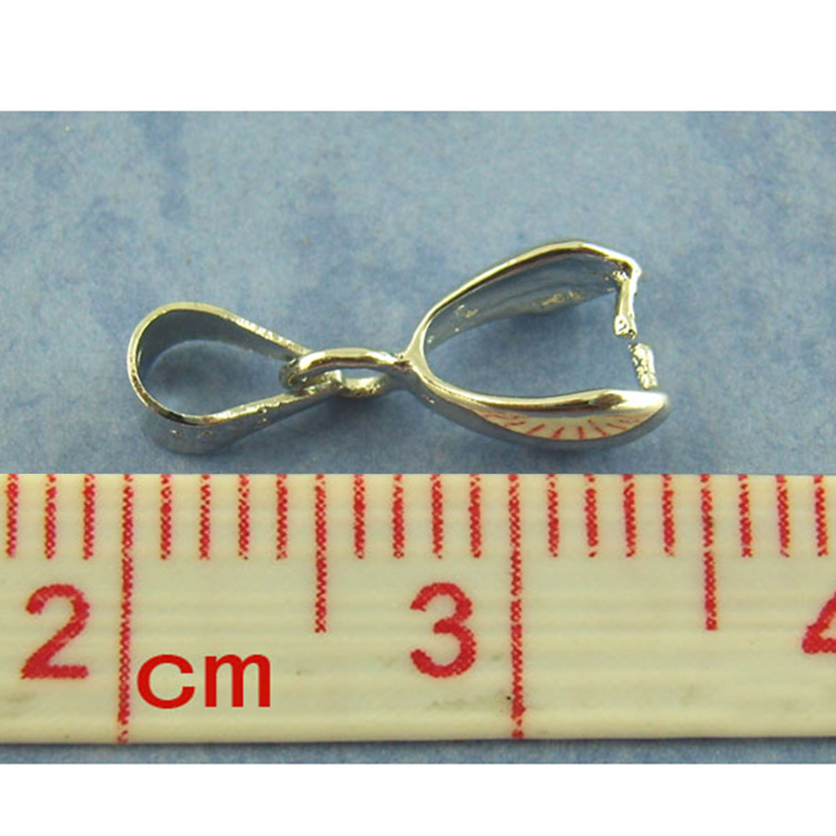 Picture of Zinc Based Alloy Pendant Pinch Bails Clasps Silver Tone 14mm x 5mm, 25 PCs
