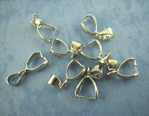 Picture of Zinc Based Alloy Pendant Pinch Bails Clasps Silver Tone 14mm x 5mm, 25 PCs