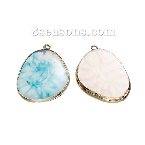 Immagine di Resina Druzy/ Drusy Ciondoli Goccia Oro Placcato A Random 39mm x 28mm, 2 Pz