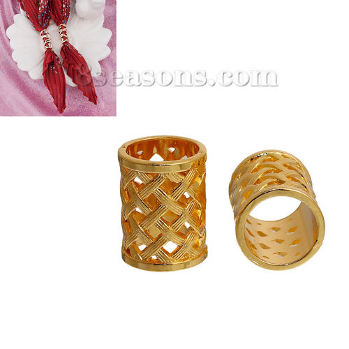 Picture of Zinc Based Alloy Bails For Scarves Cylinder Gold Plated 28mm(1 1/8") x 22mm( 7/8"), 3 PCs