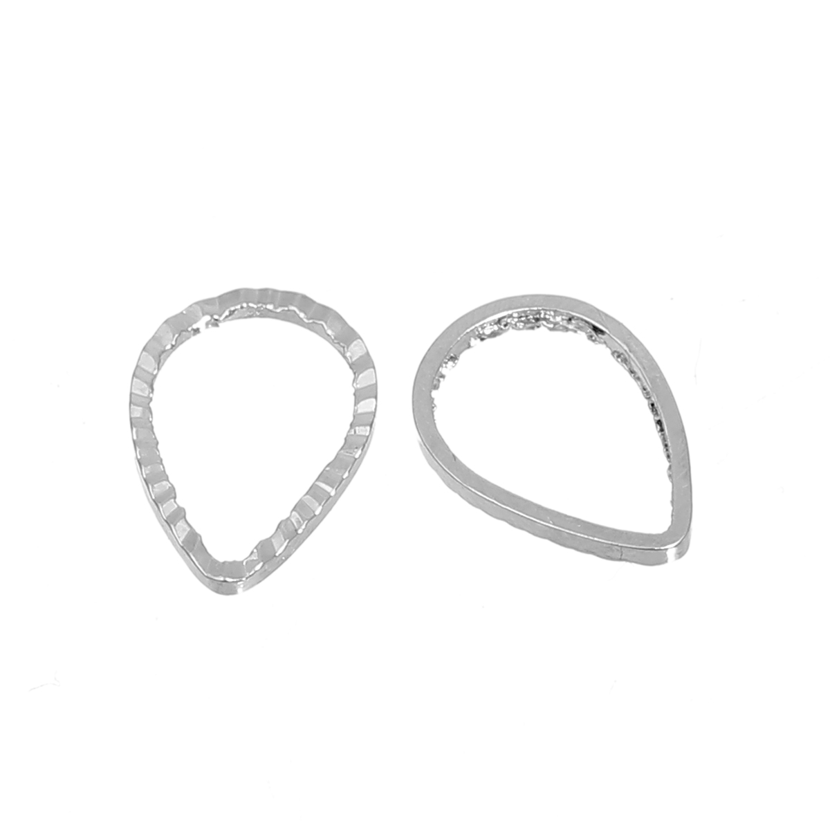 Imagen de Marcos de Cuentas Latón de Gota , Tono de Plata 10mm x 7mm, 50 Unidades