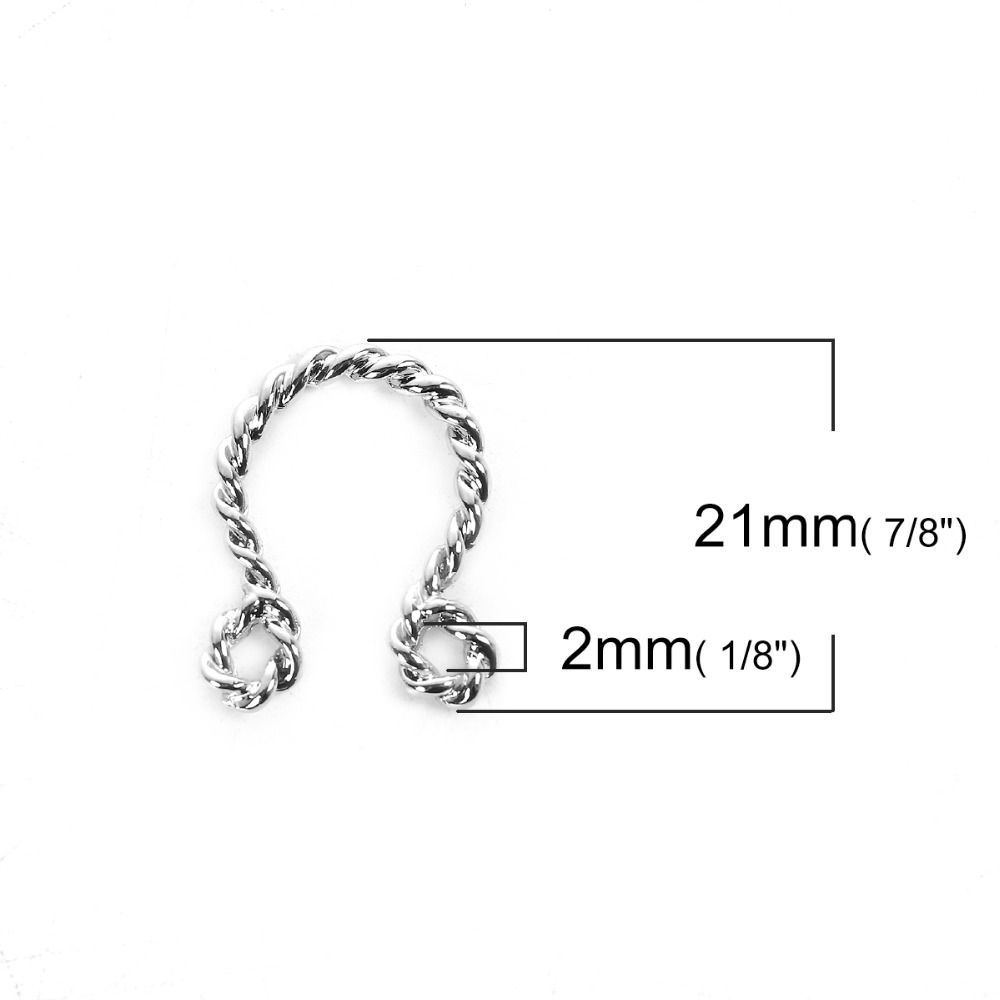 Picture of Zinc Based Alloy Cable Twisted Connectors Infinity Symbol Silver Tone 33mm x 11mm, 10 PCs