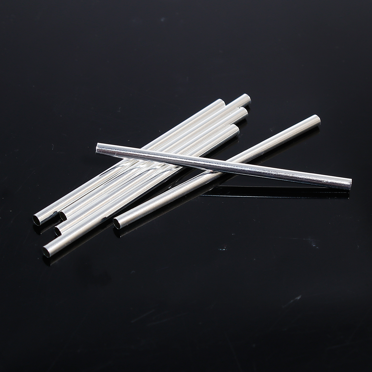 Picture of Brass Spacer Beads Tube Silver Plated 60mm(2 3/8") x 3mm( 1/8"), Hole: Approx 2.3mm, 20 PCs
