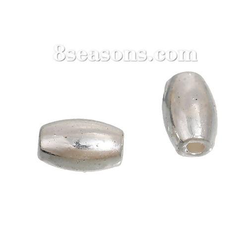 Picture of Zinc Based Alloy Spacer Beads Oval Silver Plated 6mm x 4mm, Hole: Approx 1.2mm, 200 PCs