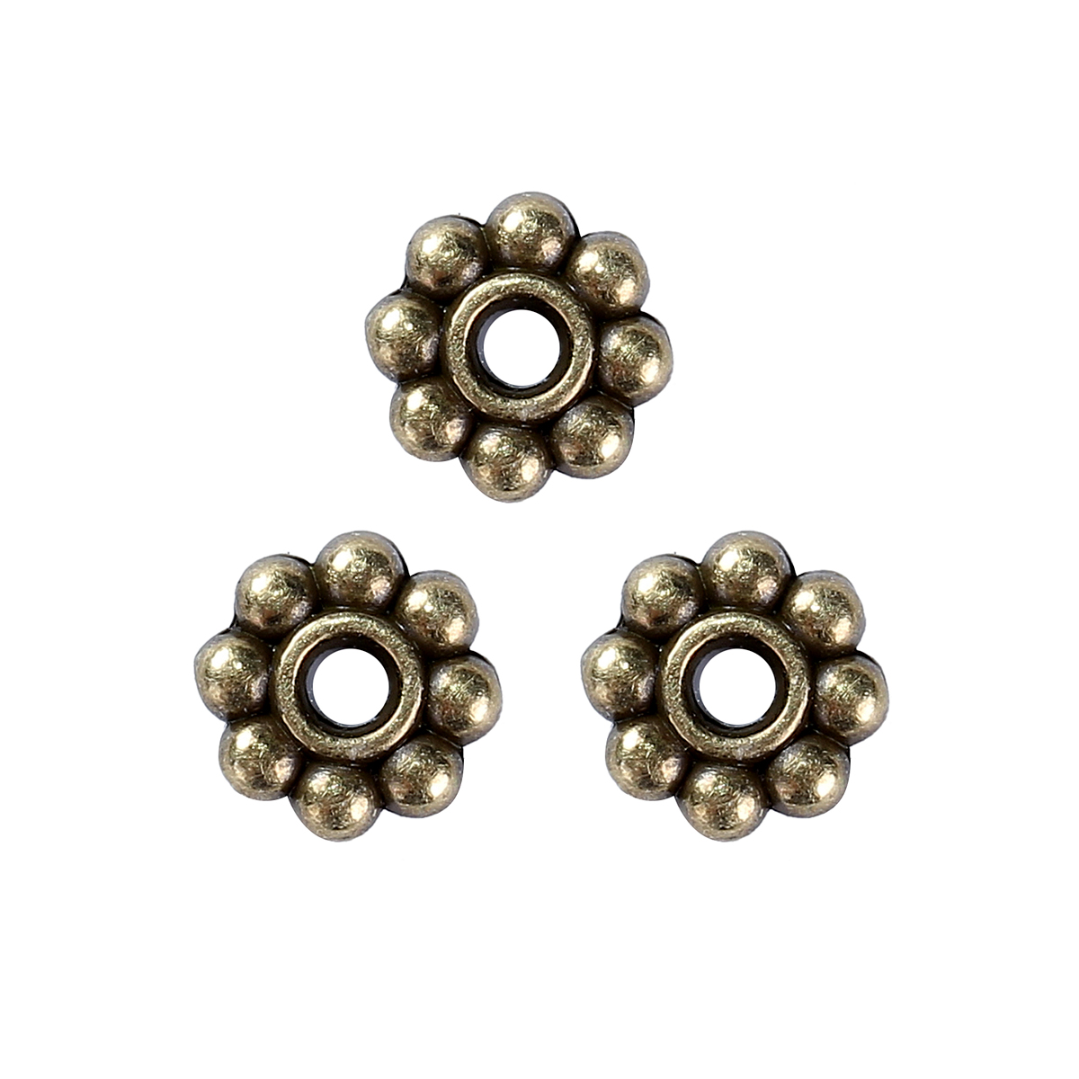 Picture of Zinc Based Alloy Spacer Beads Flower Antique Bronze 6mm x 6mm, Hole: Approx 1.7mm, 100 PCs