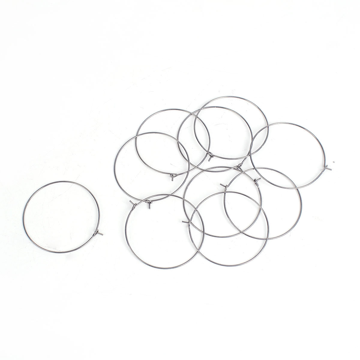 Bild von Edelstahl Glasmarker Glasmarkierer Charms Rund Silberfarbe 35mm D., 50 Stück