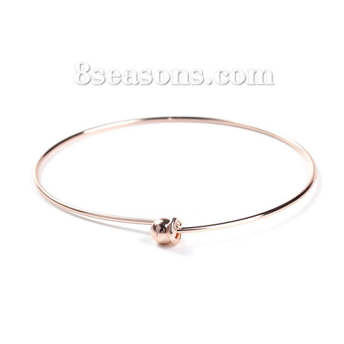 Imagen de Latón Brazalete Ronda Oro Rosa Expandible 22cm longitud, 2 Unidades