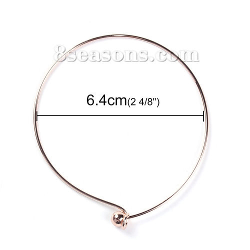 Imagen de Latón Brazalete Ronda Oro Rosa Expandible 22cm longitud, 2 Unidades