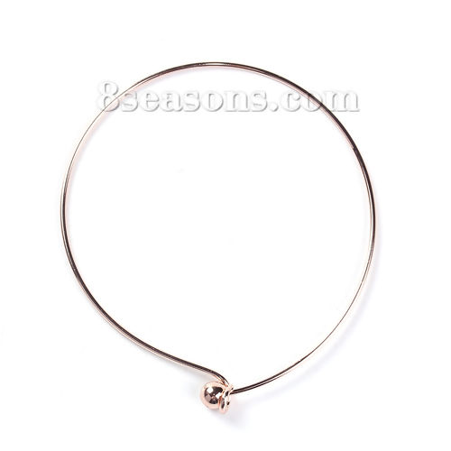 Imagen de Latón Brazalete Ronda Oro Rosa Expandible 22cm longitud, 2 Unidades