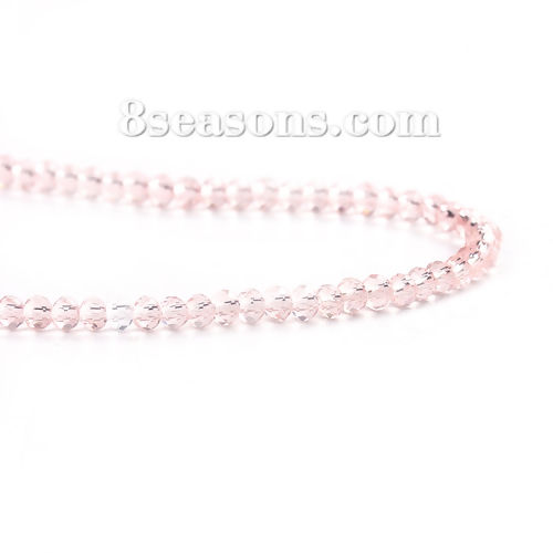 Picture of Glass Beads Round Light Pink Faceted About 3mm Dia, Hole: Approx 0.7mm, 40.6cm long, 2 Strands (Approx 195 PCs/Strand)