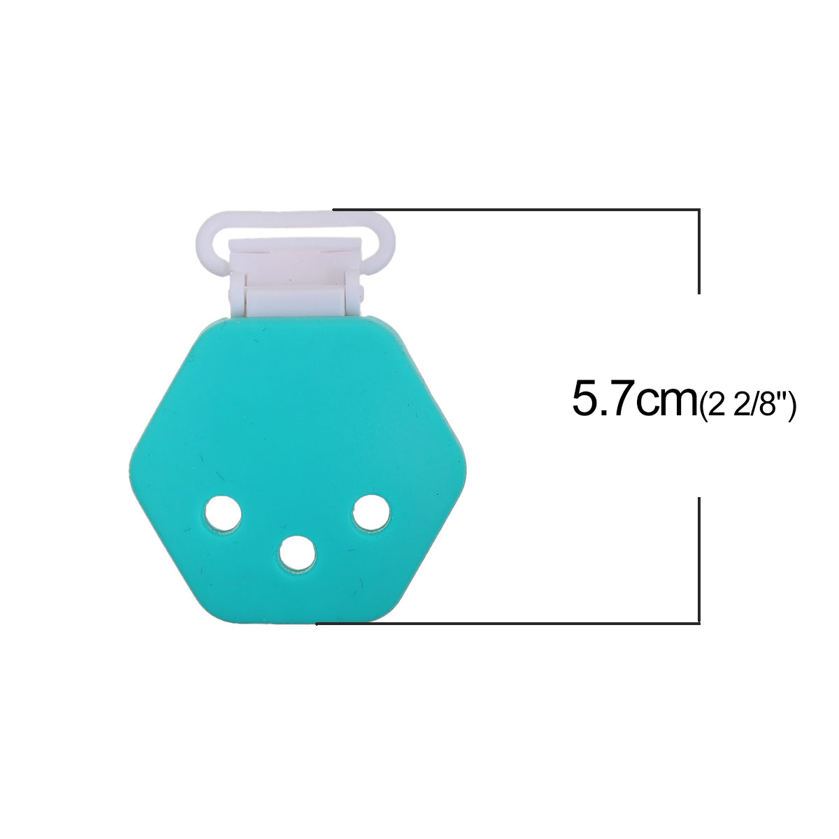 Imagen de Plástico Niño Pinzas para chupetes Hexágono verde menta 57mm x 44mm, 1 Unidad