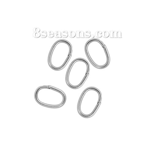 Imagen de 500 Unidades 7mm x 4mm, 0.7mm(21 gauge) 304 Acero Inoxidable Abierto Argollas Tono de Plata Óvalo