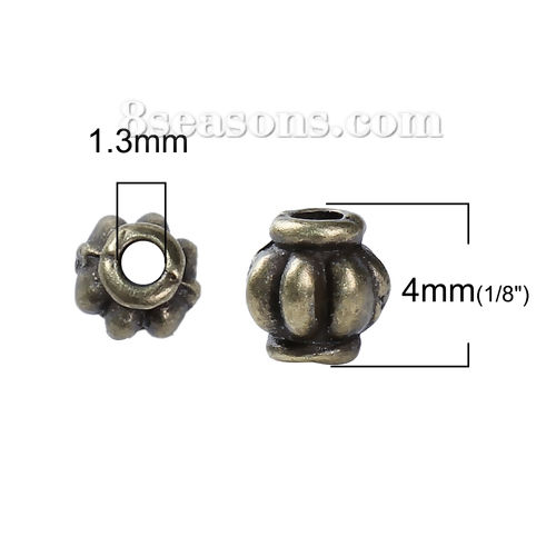 Picture of Zinc Based Alloy 3D Beads Lantern Antique Bronze 4mm x 4mm, Hole: Approx 1.3mm, 500 PCs
