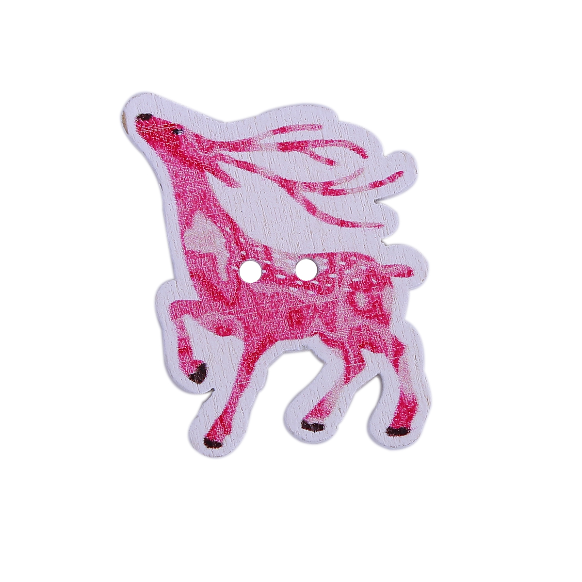 Image de Bouton de Couture en Contre-Plaqué 2 Trous Renne de Noël Couleur au Hasard 33mm x 25mm, 50 Pcs