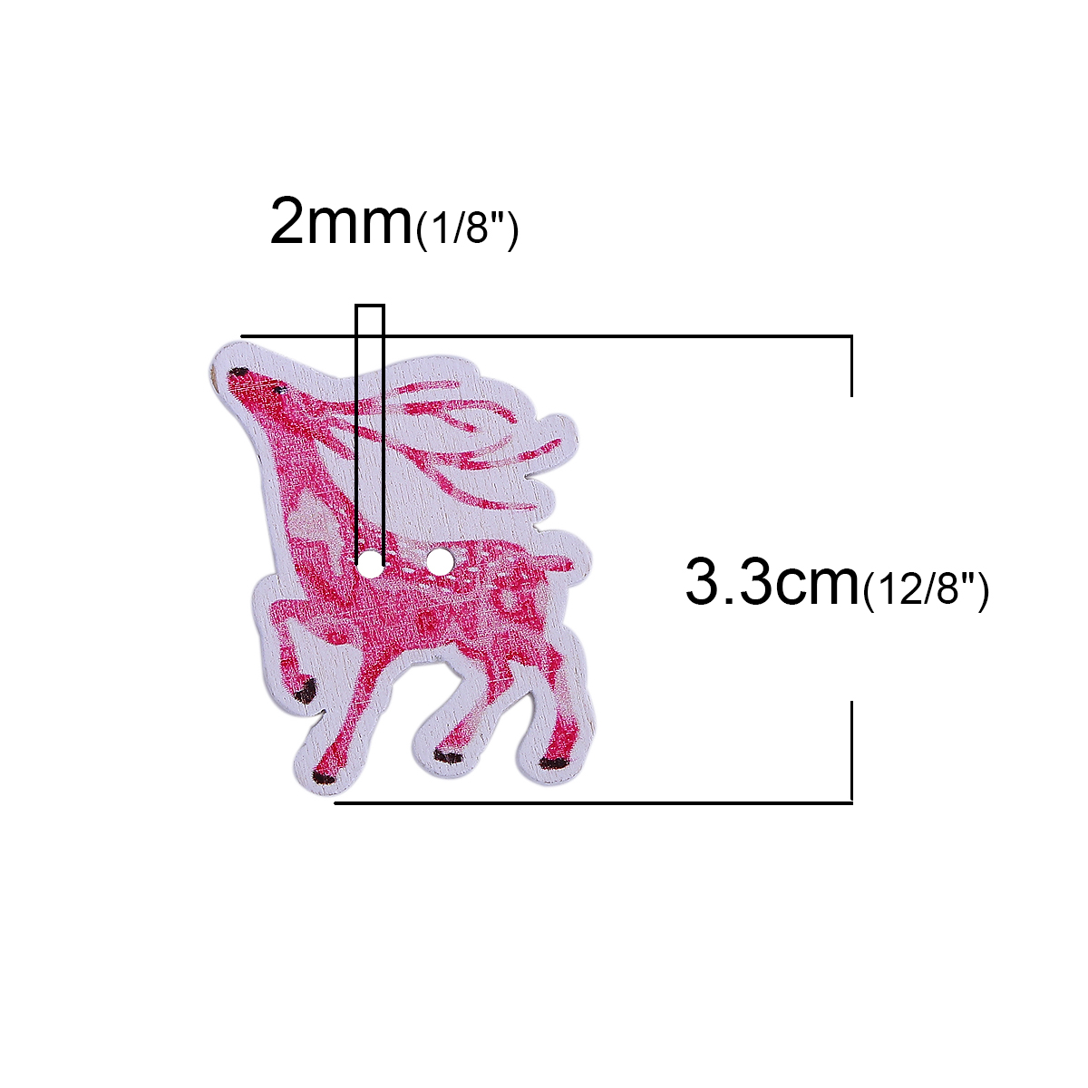 Image de Bouton de Couture en Contre-Plaqué 2 Trous Renne de Noël Couleur au Hasard 33mm x 25mm, 50 Pcs