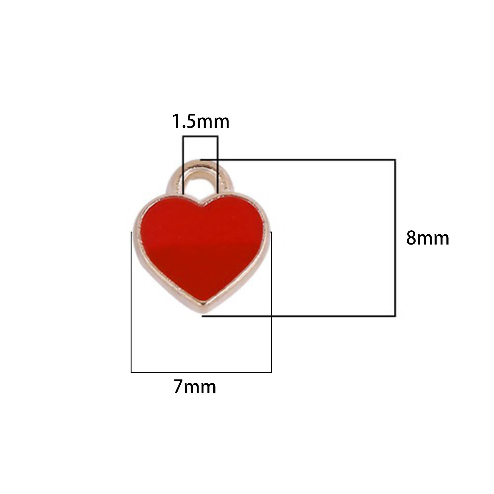 Picture of Zinc Based Alloy Poker/Paper Card/Game Card Charms Gold Plated Red Heart Enamel 8mm( 3/8") x 7mm( 2/8"), 50 PCs