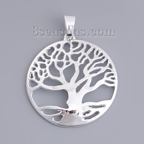 Imagen de Zamak Colgantes Árbol Argentado Hueco 71mm x 57mm, 3 Unidades