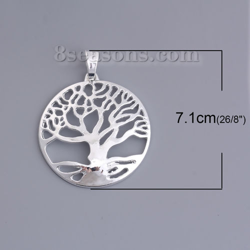 Imagen de Zamak Colgantes Árbol Argentado Hueco 71mm x 57mm, 3 Unidades