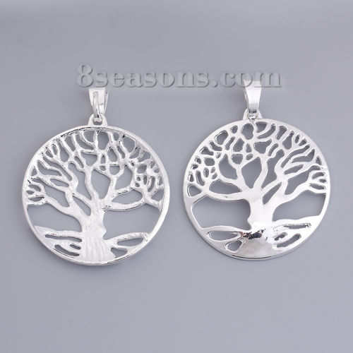 Imagen de Zamak Colgantes Árbol Argentado Hueco 71mm x 57mm, 3 Unidades