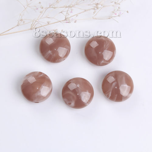 Picture of Acrylic Beads Round Light Coffee Marble Effect About 17mm Dia, Hole: Approx 2.4mm, 30 PCs
