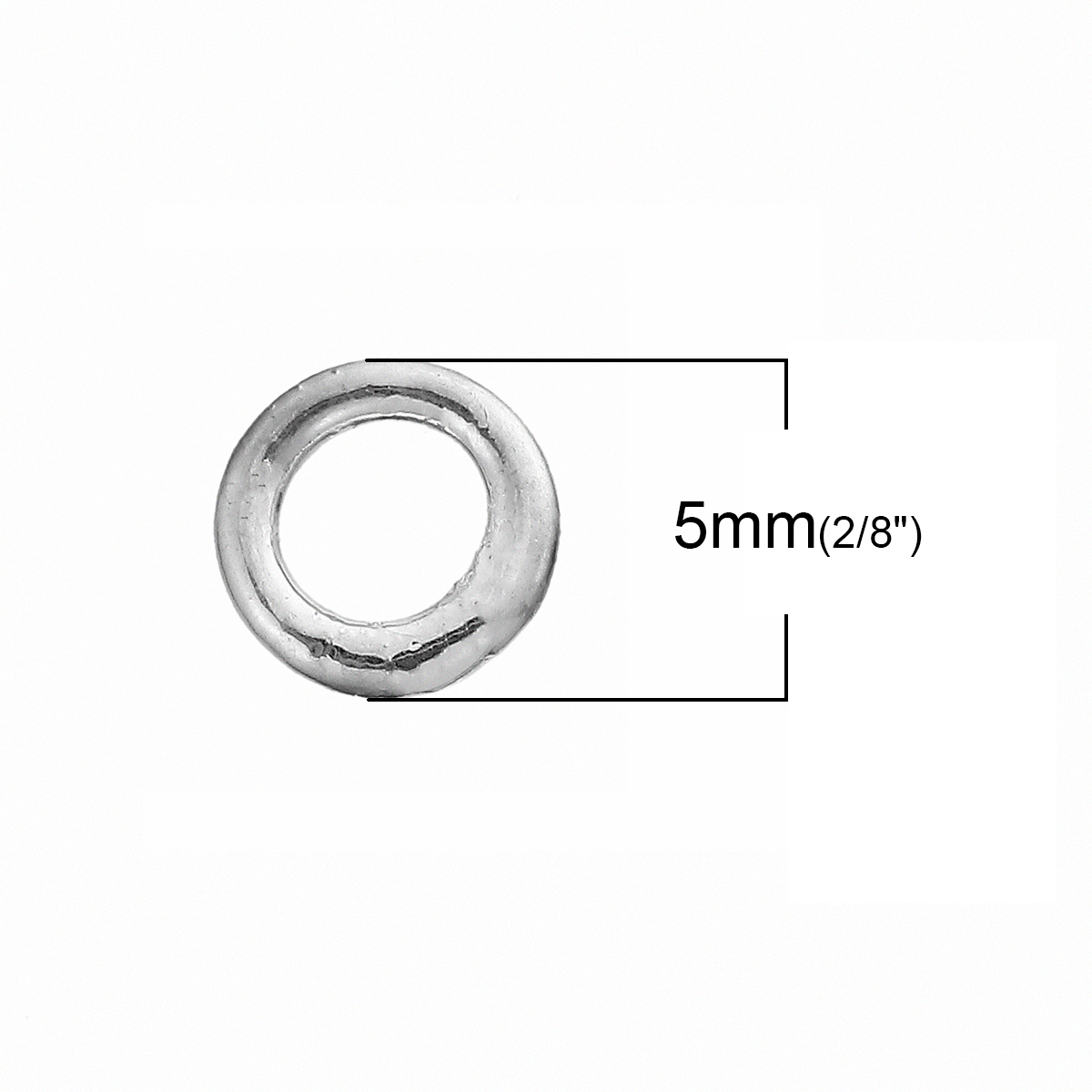Picture of 30 PCs 5mm Dia., 1mm(18 gauge) Brass Closed Soldered Jump Rings Findings For Jewelry Making Silver Plated Round