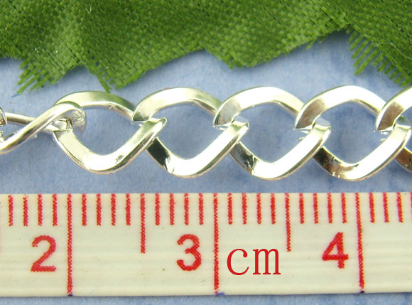 Imagen de Aleación Enlace Curb Cadena,Argentado,7x8mm 2M