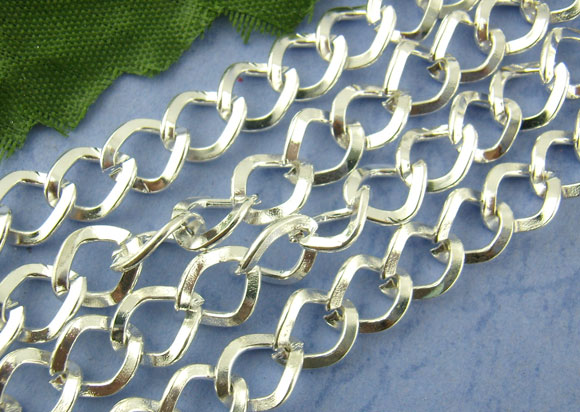 Imagen de Aleación Enlace Curb Cadena,Argentado,7x8mm 2M