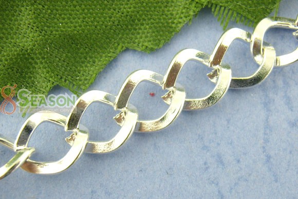 Imagen de Aleación Enlace Curb Cadena,Argentado,7x8mm 2M