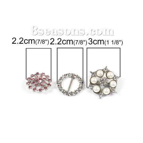 Picture of Zinc Based Alloy Slide Beads At Random Mixed Rhinestone About 3cm x2.5cm(1 1/8" x1") 2.2cm x2.2cm( 7/8" x 7/8") 2.2cm x2.1cm( 7/8" x 7/8"), Hole:Approx 15mm x 3mm 14.5mm x2.7mm 14mm x6.5mm, 1 Packet(3 PCs)