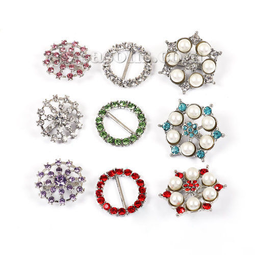 Picture of Zinc Based Alloy Slide Beads At Random Mixed Rhinestone About 3cm x2.5cm(1 1/8" x1") 2.2cm x2.2cm( 7/8" x 7/8") 2.2cm x2.1cm( 7/8" x 7/8"), Hole:Approx 15mm x 3mm 14.5mm x2.7mm 14mm x6.5mm, 1 Packet(3 PCs)