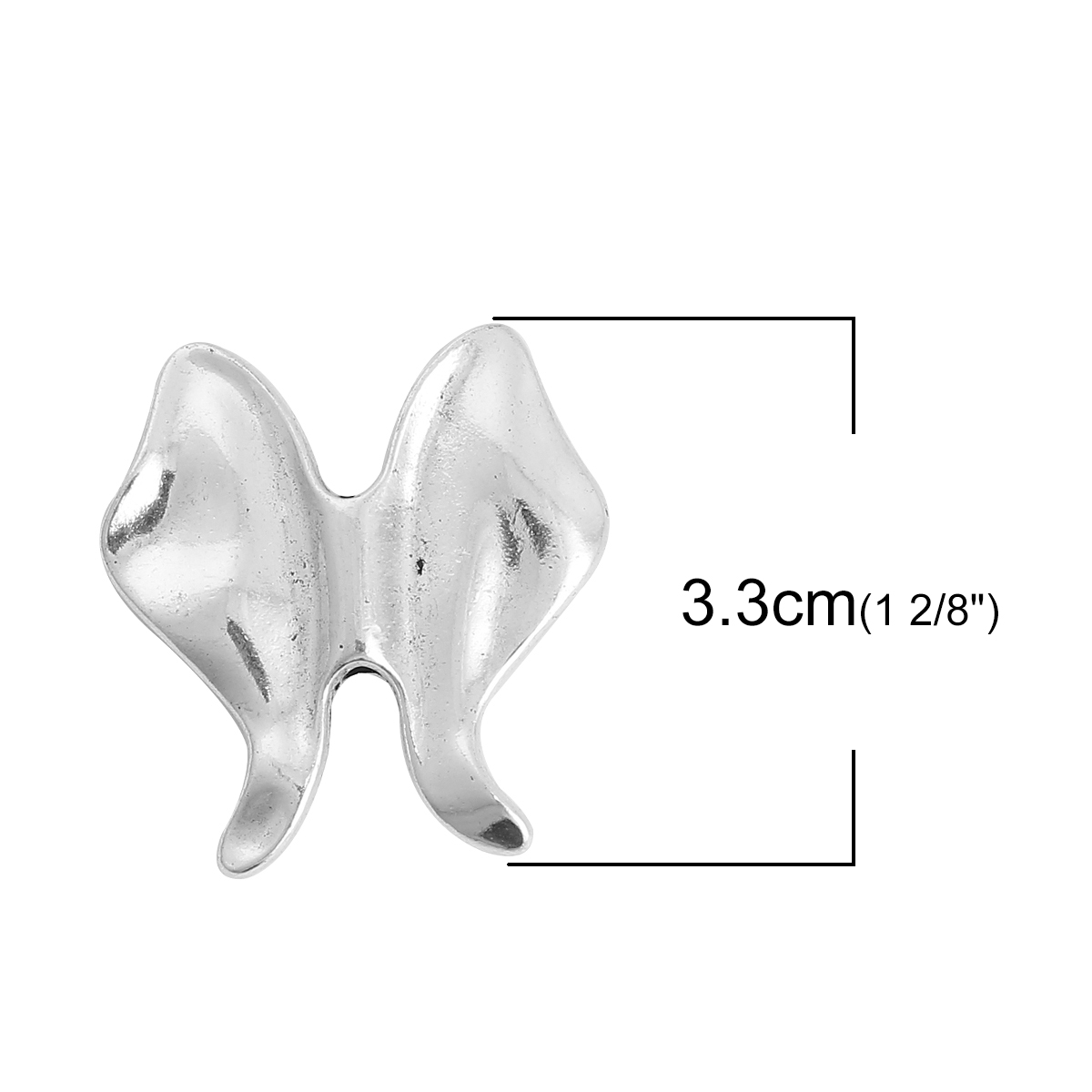 Picture of Zinc Based Alloy Spacer Beads Butterfly Animal Antique Silver Color 33mm x 31mm, Hole: Approx 2.1mm, 10 PCs