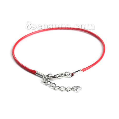 Picture of Wax Cord Braiding Bracelets Red 19.5cm(7 5/8") long, 20 PCs
