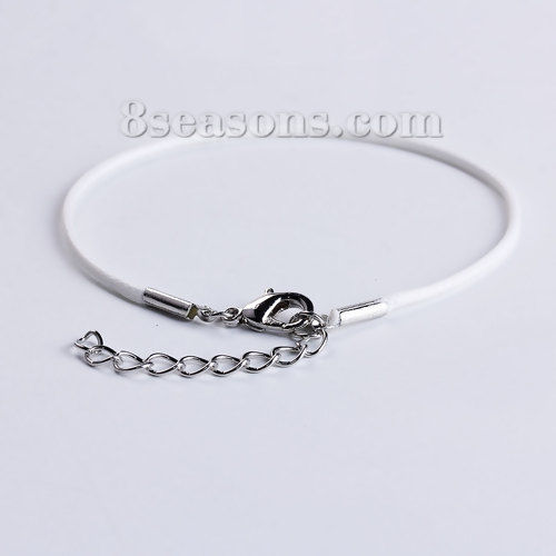 Picture of Wax Cord Braiding Bracelets White 18.5cm(7 2/8") long, 20 PCs