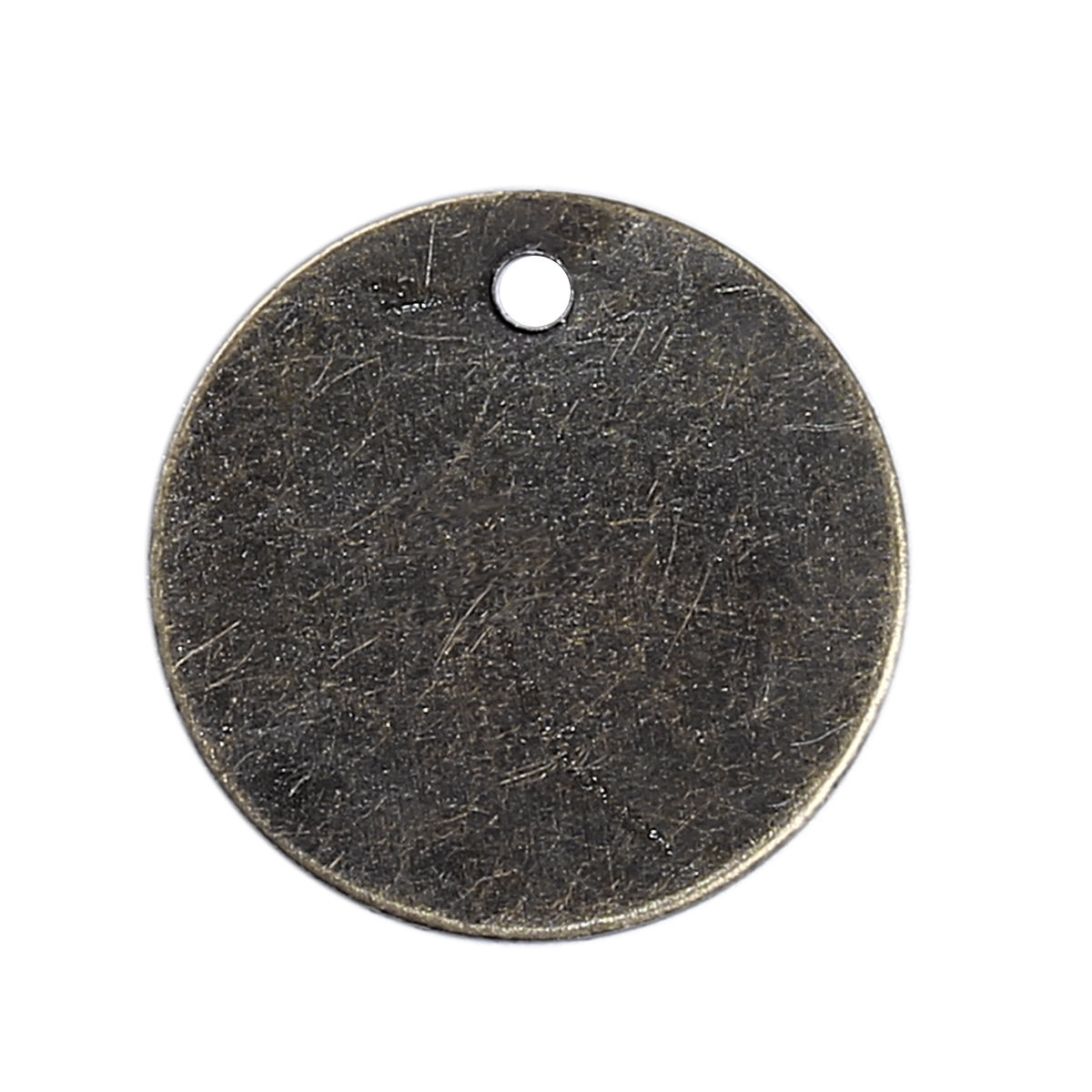 Picture of Iron Based Alloy Charms Round Disc Antique Bronze 8mm( 3/8") Dia, 300 PCs