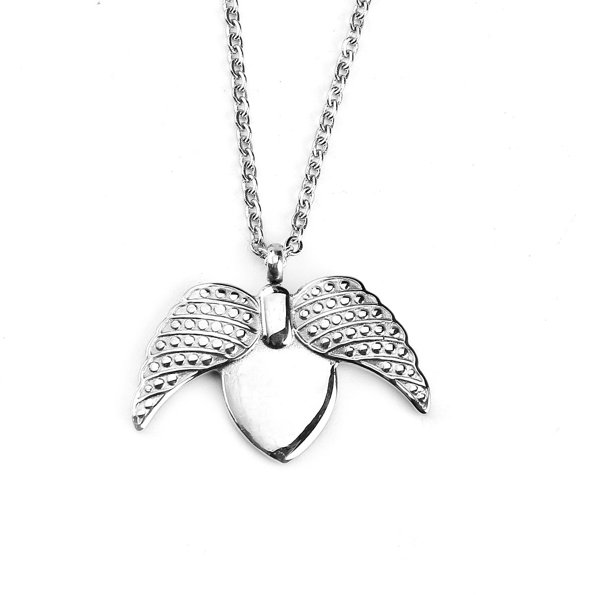 Imagen de 304 Acero Inoxidable Collares Tono de Plata Ala Corazón 46cm longitud, 1 Unidad