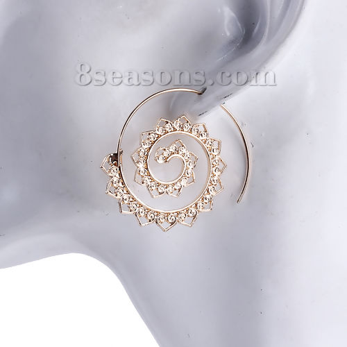 Bild von Wirbel Spirale Ohrring Vergoldet Spiral Herz 42mm x 35mm, Drahtstärke: (17 gauge), 1 Paar