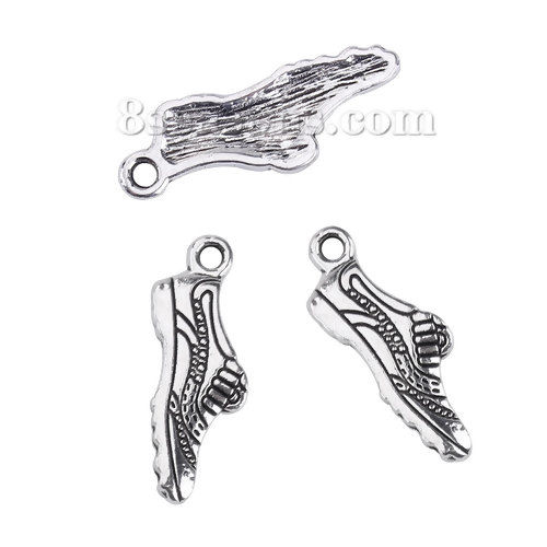 Изображение Цинковый Сплав Подвески Туфли Античное Серебро 24мм x 9мм, 100 ШТ