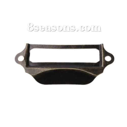 Picture of Iron Based Alloy Encloses Handles Pulls Knobs Cabinet Furniture Hardware Rectangle Antique Bronze 70mm(2 6/8") x 27mm(1 1/8"), 30 PCs
