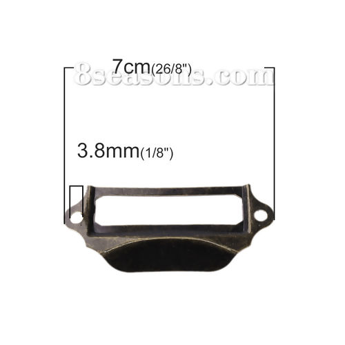 Picture of Iron Based Alloy Encloses Handles Pulls Knobs Cabinet Furniture Hardware Rectangle Antique Bronze 70mm(2 6/8") x 27mm(1 1/8"), 30 PCs