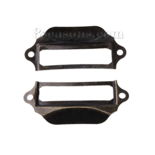 Picture of Iron Based Alloy Encloses Handles Pulls Knobs Cabinet Furniture Hardware Rectangle Antique Bronze 70mm(2 6/8") x 27mm(1 1/8"), 30 PCs